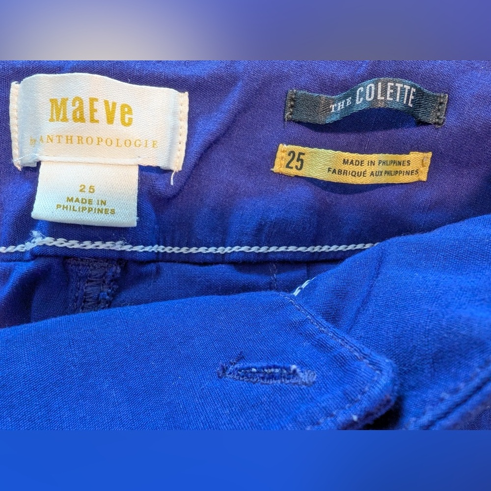 Anthropologie Maeve The Colette Wide Leg Crop Pants Royal Blue Size 25 - Picture 6 of 12